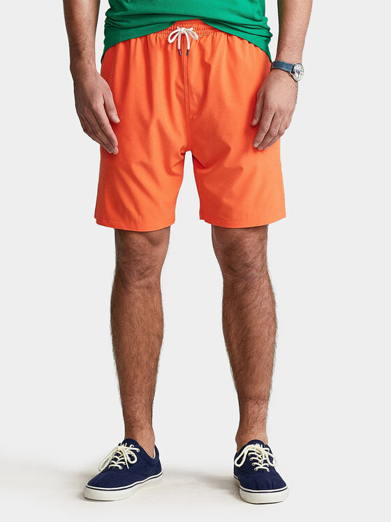 Плажни шорти в оранжев цвят - 1