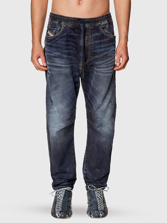 Dark blue jeans with elastic waistband - 1