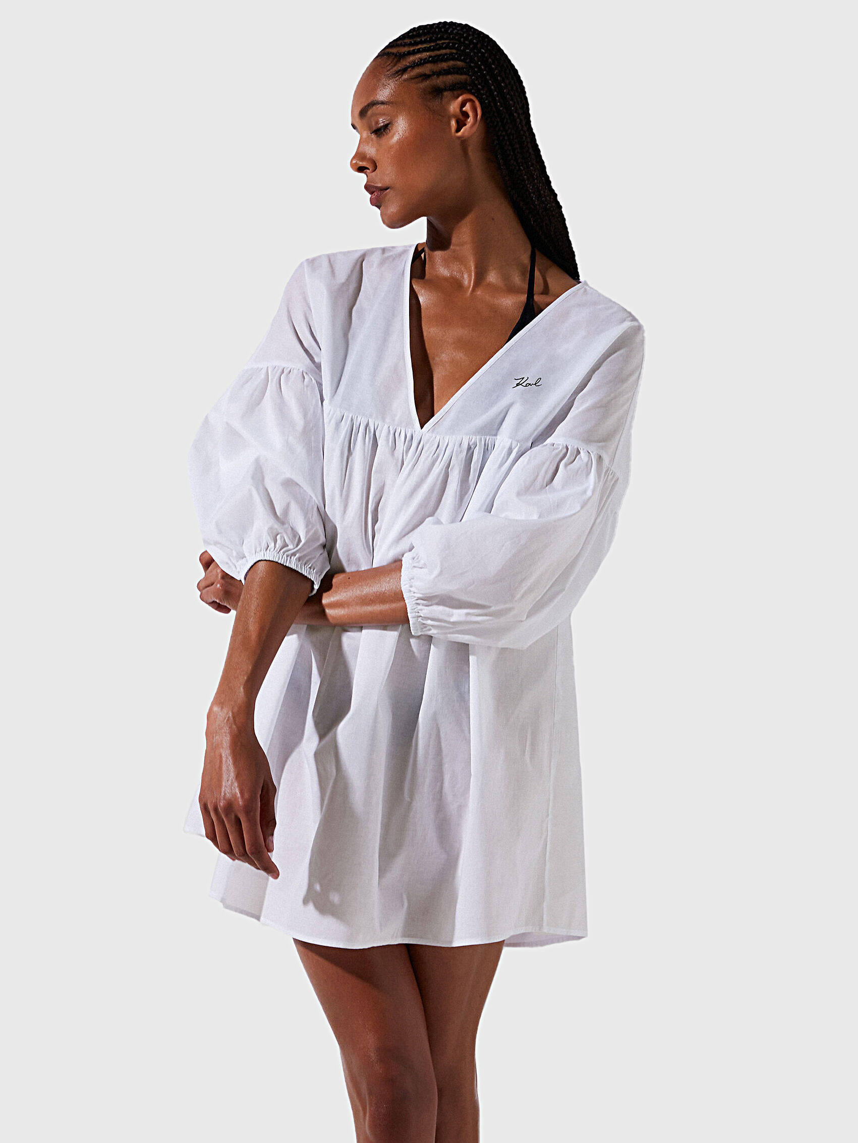 V neck cotton dress discount