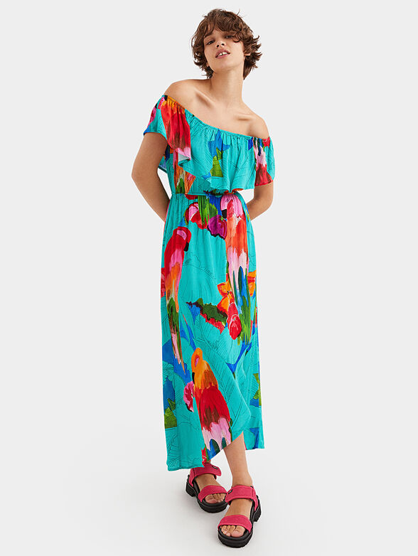 Dress with tropical print - 1