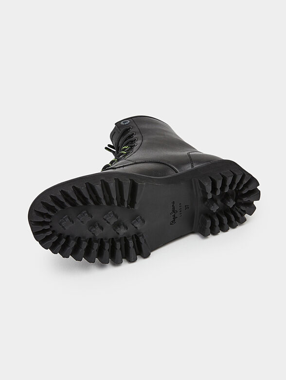 Black leather ankle boots with logo detail - 4