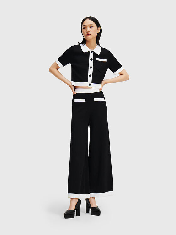 Плетен панталон с широки крачоли - 1