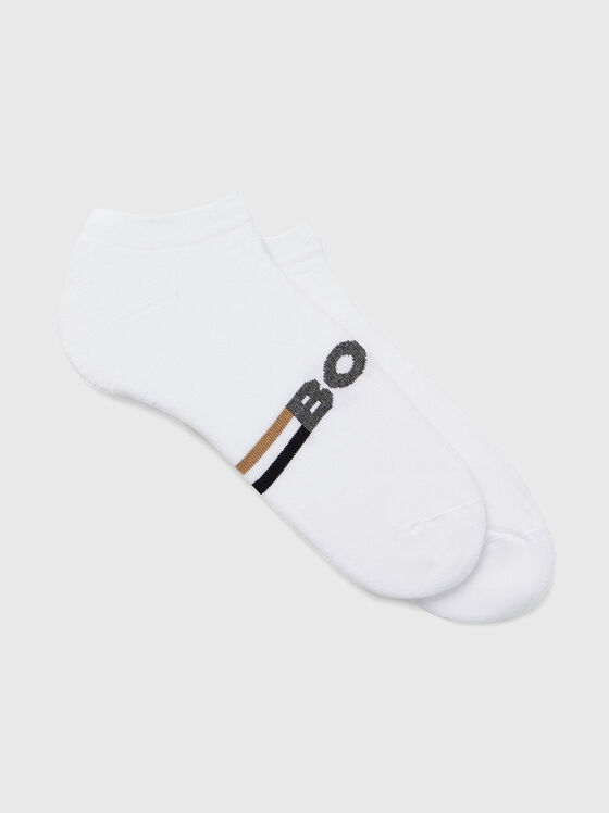 Къси бели чорапи с лого - 1