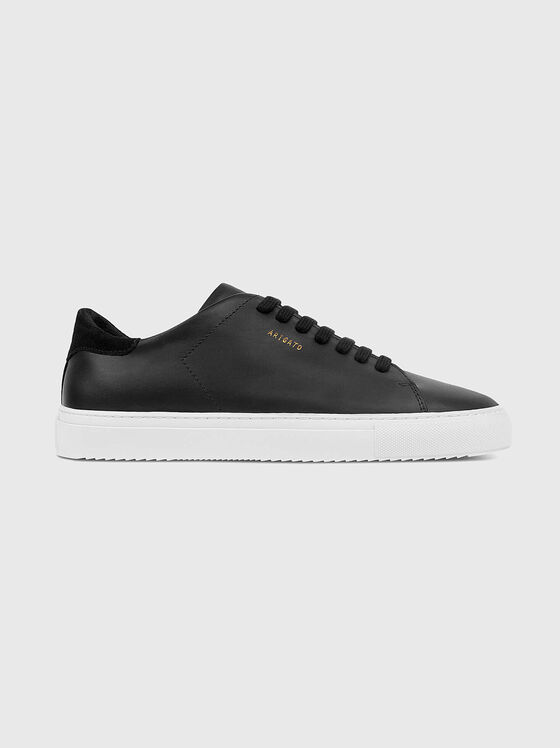 Leather sports shoes in black - 1