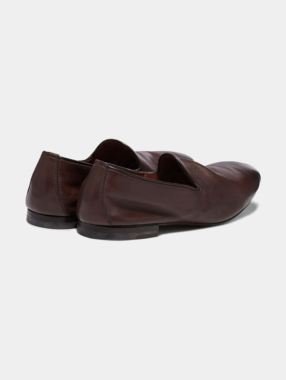 Leather slip-on shoes in brown color - 2