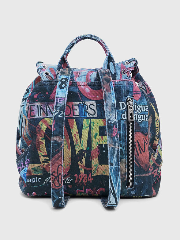 Denim backpack with accent print - 3