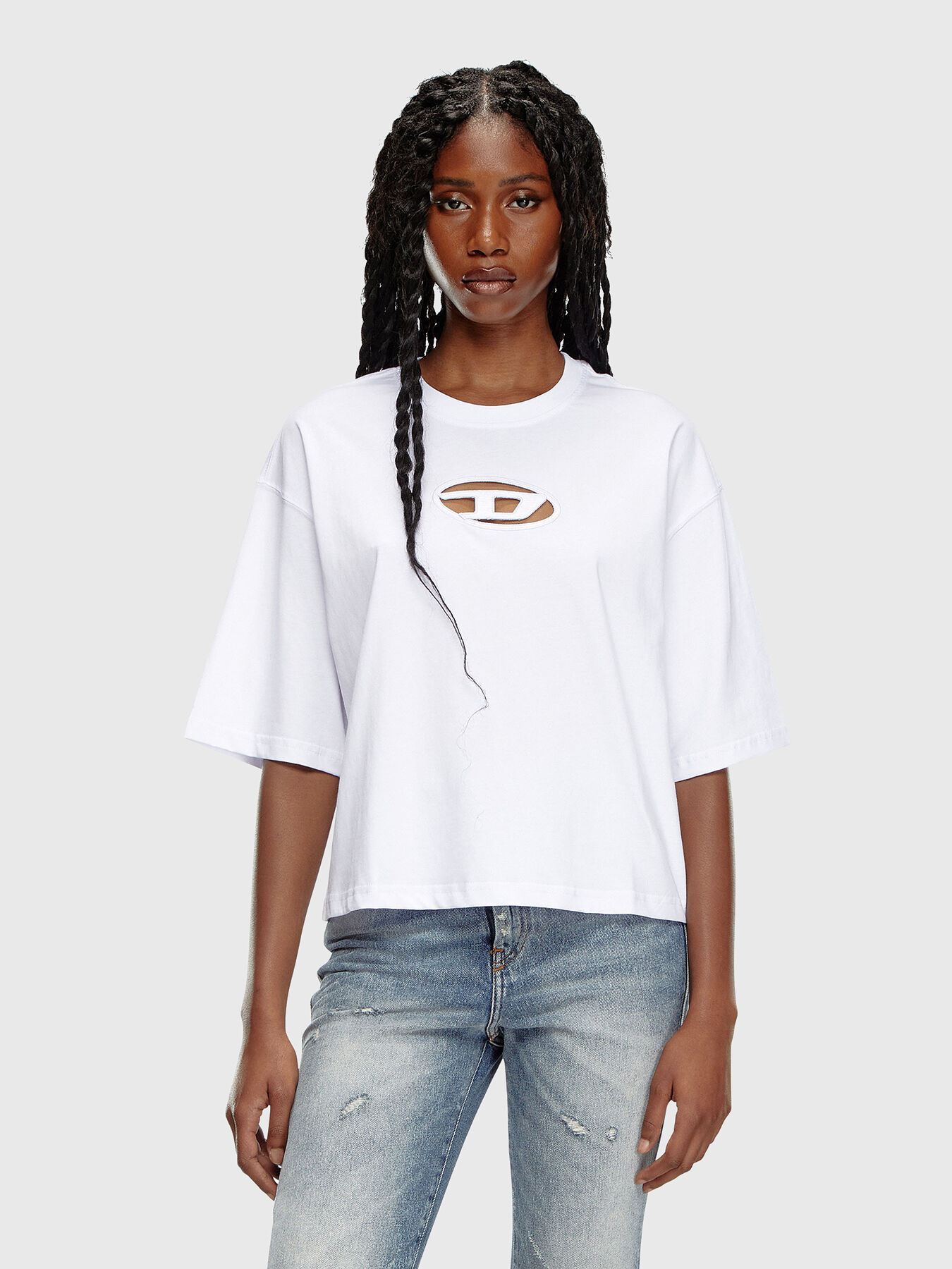 T-BUXT-CROP-OD T-shirt with contrast logo brand DIESEL