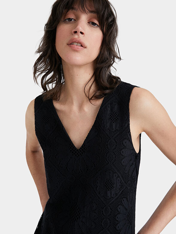 Black lace mini dress - 3