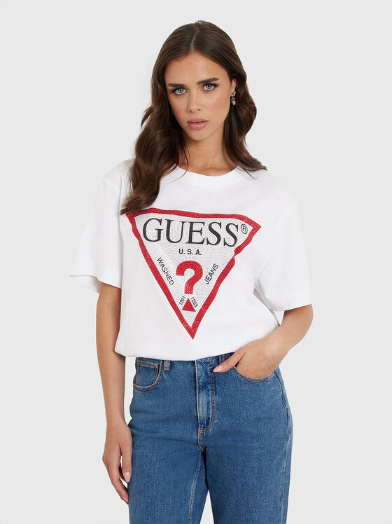 Black T-shirt with triangular logo  - 1