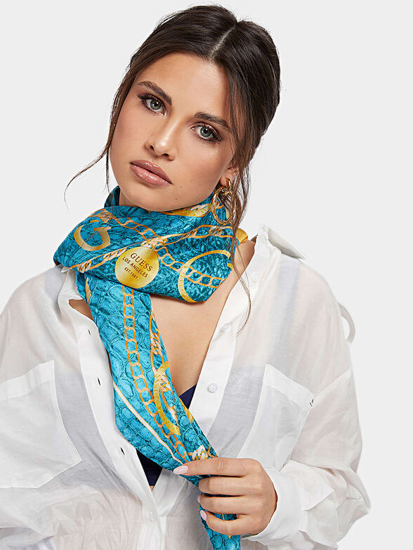 CORILY CHAIN silk scarf in blue - 3