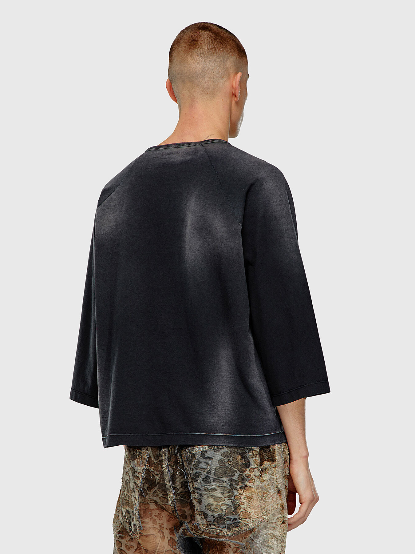 T-CROXT black T-shirt with logo accent brand DIESEL