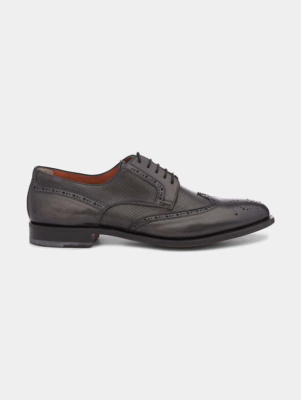 Grey leather Derby shoes - 1