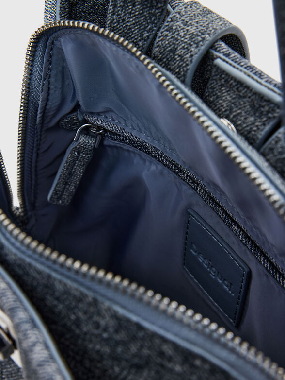 Medium braided denim-effect backpack - 5