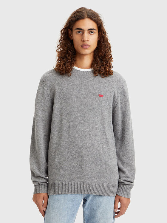 Вълнен пуловер с акцентно лого - 1