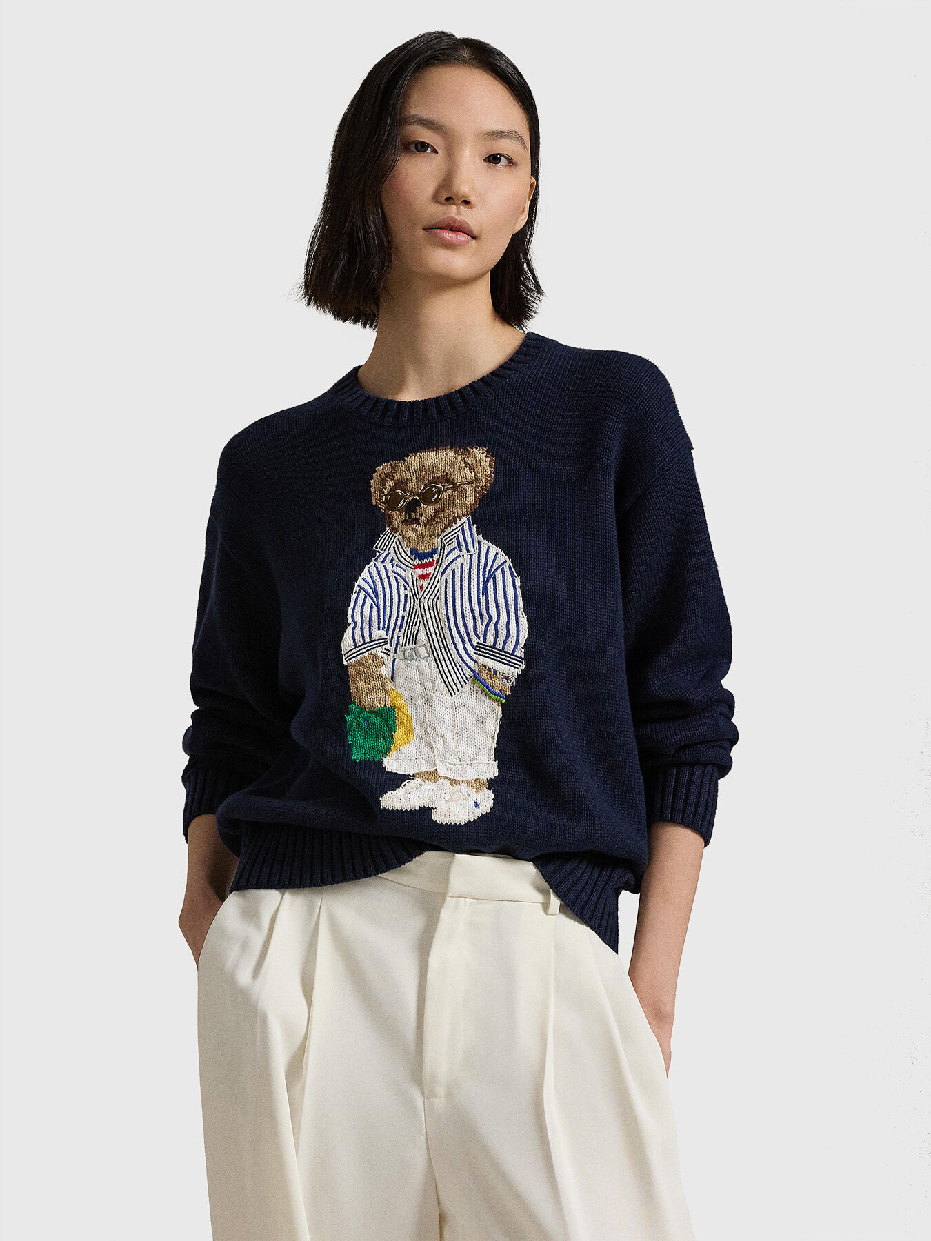 Polo Ralph Lauren Polo Bear スウェット M ネイビー Polo ベア フリース ボクシー スウェットシャツ