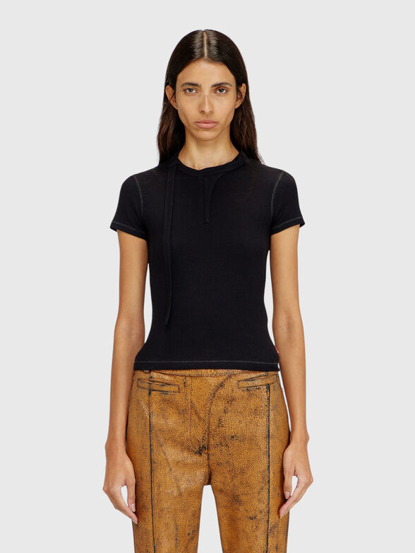 Short-sleeved cotton-blend blouse - 1