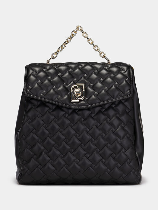 Black backpack with quilted effect