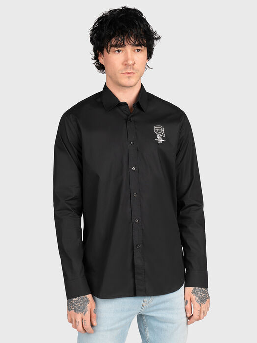 Black shirt with contrasting logo motif