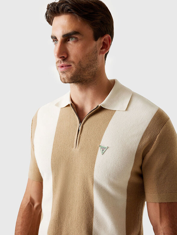 Wool blend polo shirt with zip - 4