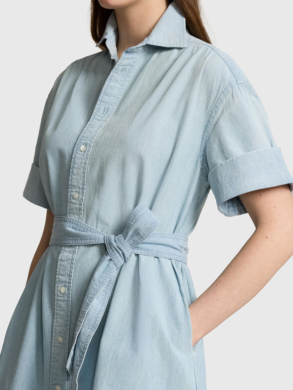 Cotton midi dress with short sleeves - 3