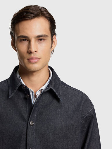 Denim shirt in dark blue - 4