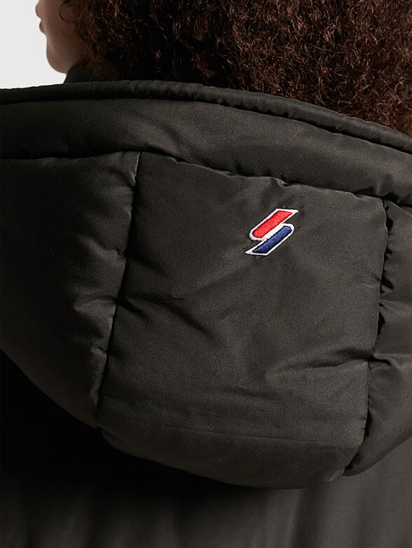 Long padded jacket with hood and logo lettering - 4