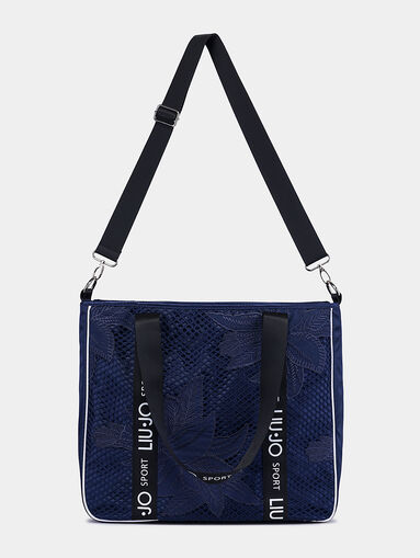 Blue shoulder bag with embroidered details - 4