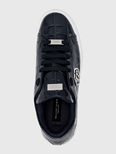 Dark blue leather sneakers - 5