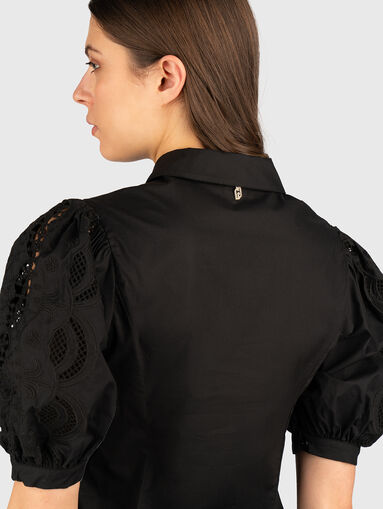 Cotton poplin dress with embroidery - 4