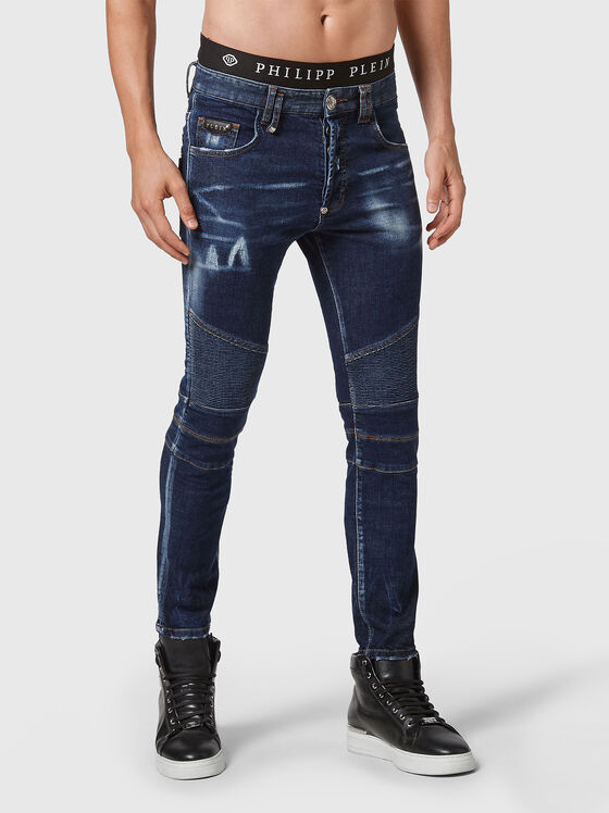 BIKER dark blue skinny jeans - 1