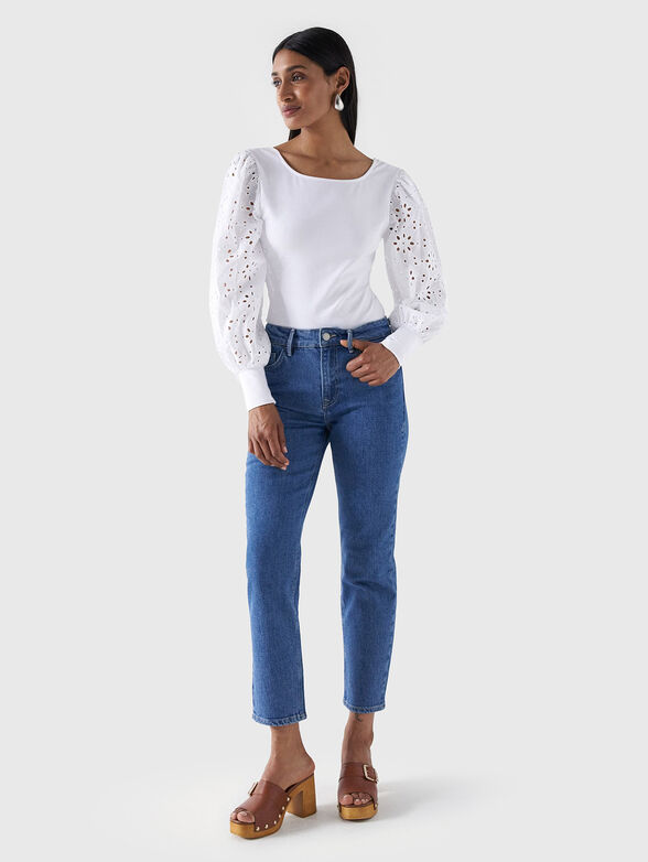 White blouse with English embroidery - 2
