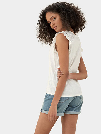 Frilled white cotton top - 3
