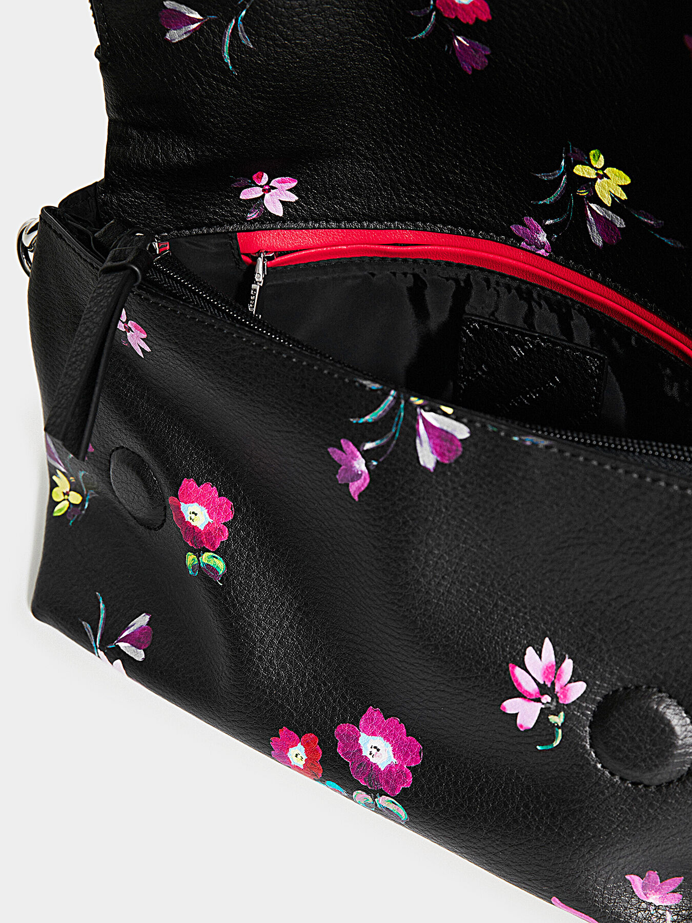 Desigual 多色装飾バッグ Black bag with floral print brand DESIGUAL