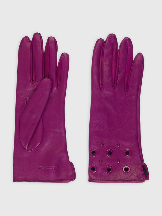 Leather gloves with eyelets - 1