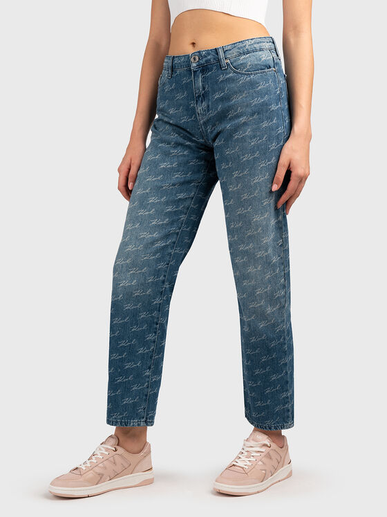 Blue jeans with logo print - 1
