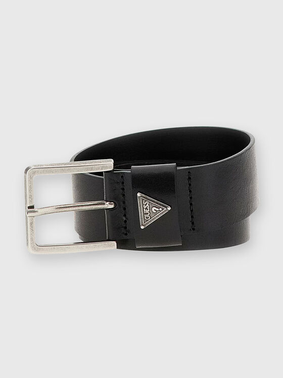 Black leather belt with logo detail - 1