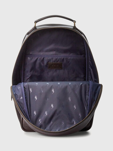 Dark brown leather backpack with logo  - 5