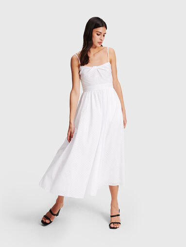 White dress with accent neckline - 5