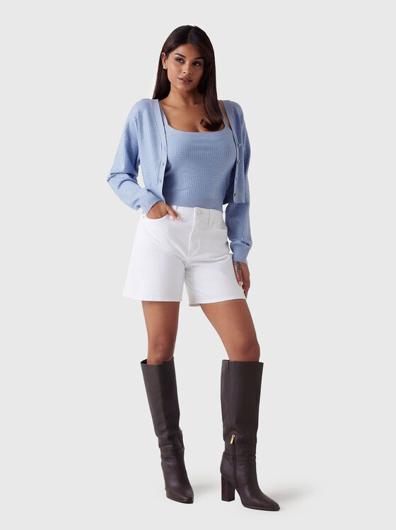 Cropped cardigan with rhinestones - 2