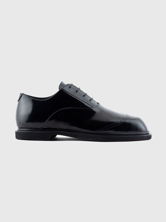 Черни кожени Дерби обувки - 1