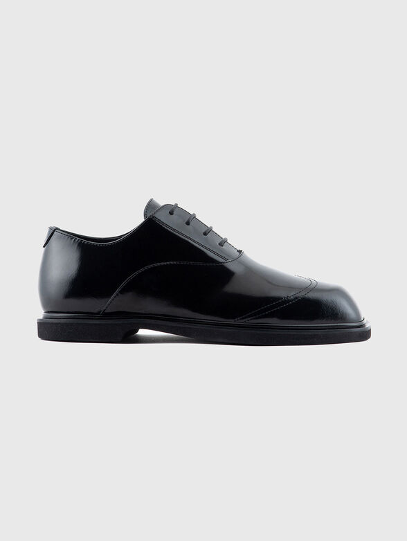 Derby black leather shoes - 1