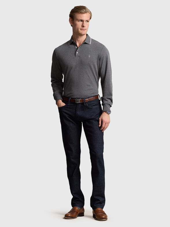 Gray long sleeve polo shirt - 2