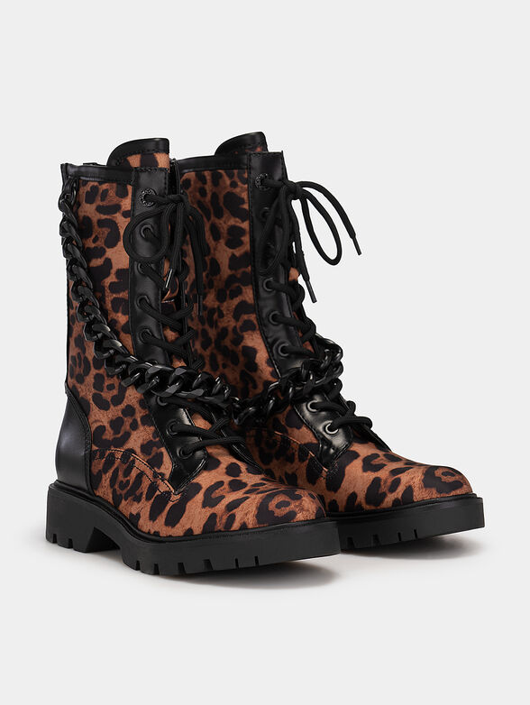 RIPLEE leopard print ankle boots with metal chain - 2