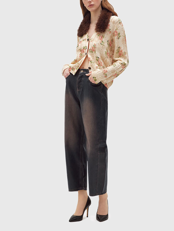 Cardigan with faux fur collar - 2