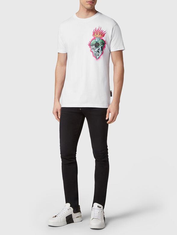 Cotton T-shirt with accent print - 3