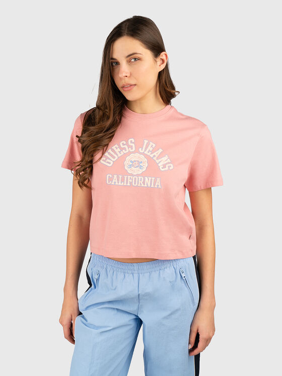 Памучна тениска с овално деколте - 1