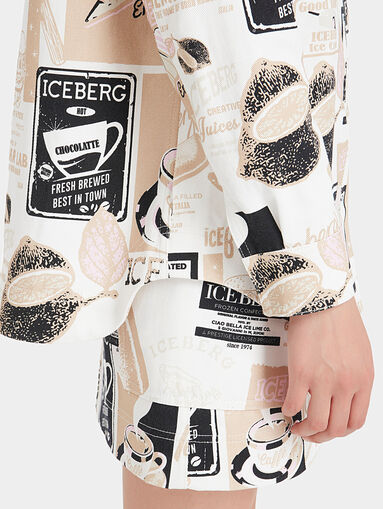 Denim oversize shirt with multicolor print - 5