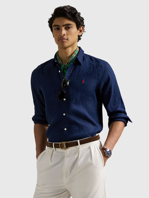 Linen shirt with contrast logo - 1