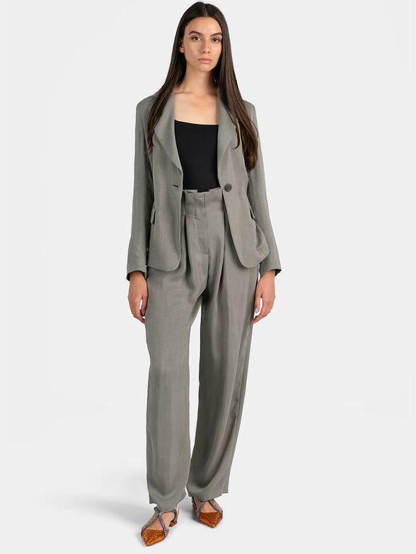 Grey high-rise paperbag trousers - 3