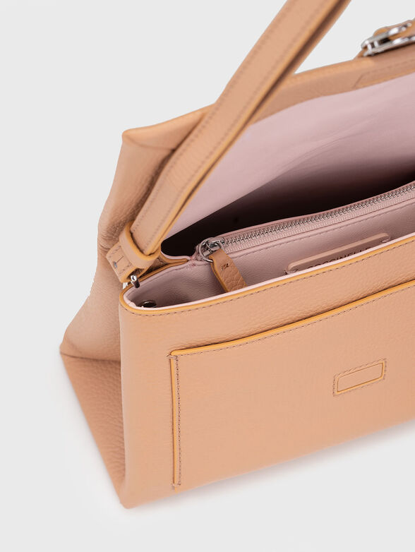 Beige leather shoulder bag - 6